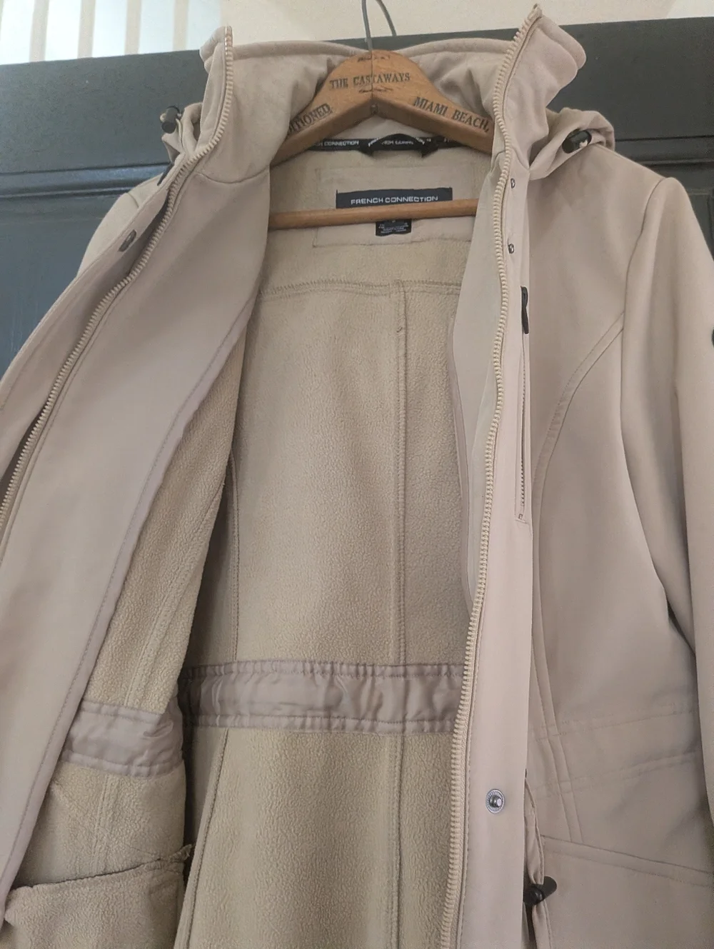 French Connection Softshell Anorak Women’s Hooded  Small Khaki - Picture 8 of 16